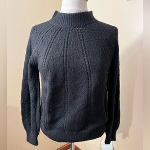 Aspen Black Crew Neck Pointelle Sweater Sz S NWT